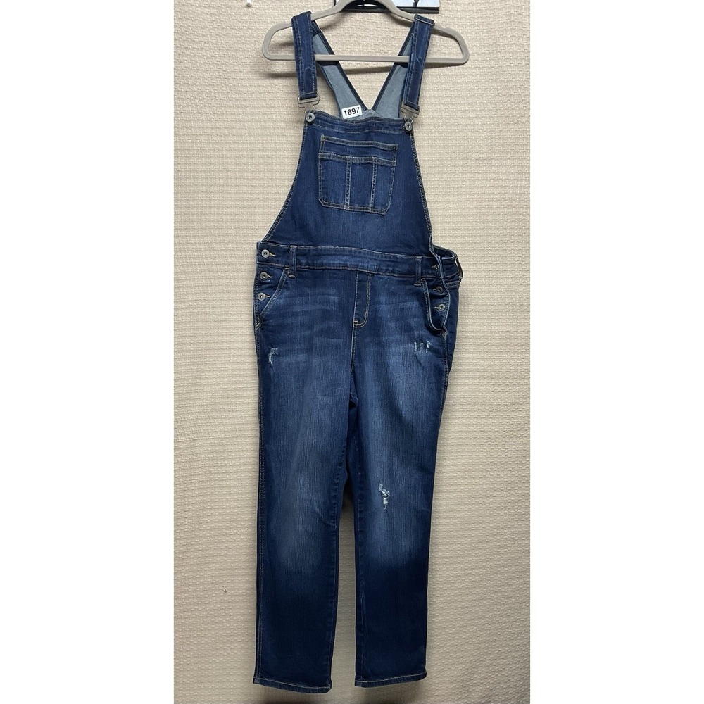 Torrid Denim Overall Jeans Women's Size 18 Dark Wash Distressed